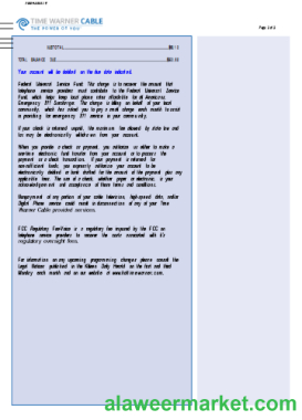 Time Warner Cabel utility business bill,  page 3, SCR